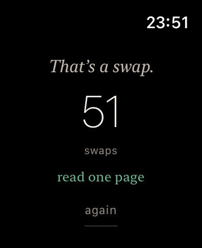 Apple Watch showing That&rsquo;s a swap with the count.